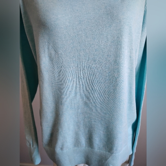 Lands' End Lightweight Cotton Turtleneck Sweater Tiffany Blue Classic Size XL - Picture 5 of 14